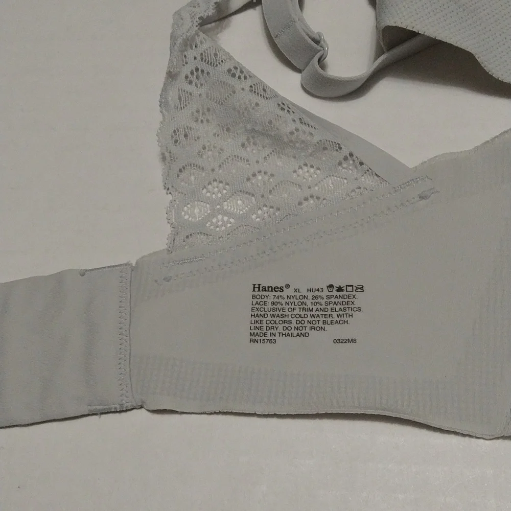 Hanes Gray Cross-Back Bralette With Removable Pads Size XL - Picture 5 of 10